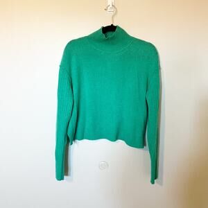 Free People Aubrey Cashmere Turtleneck green cropped sweater size small